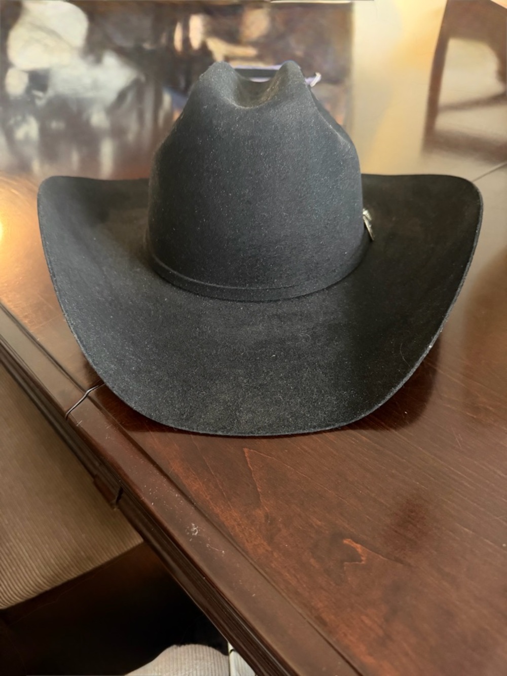 Stetson Black xxx6xxx 100 % Fur felt  Western Hat with Silver Buckle - Picture 4 of 9